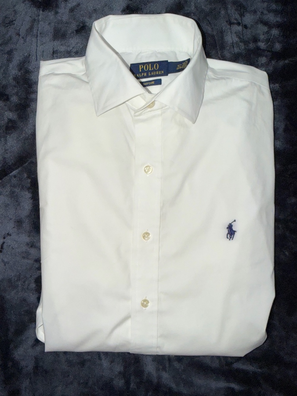 Polo Ralph Lauren White Easy Care Stretch Dress Shirt with Navy Pony-M